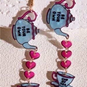 Charming Teapot Earrings with Heart Accents